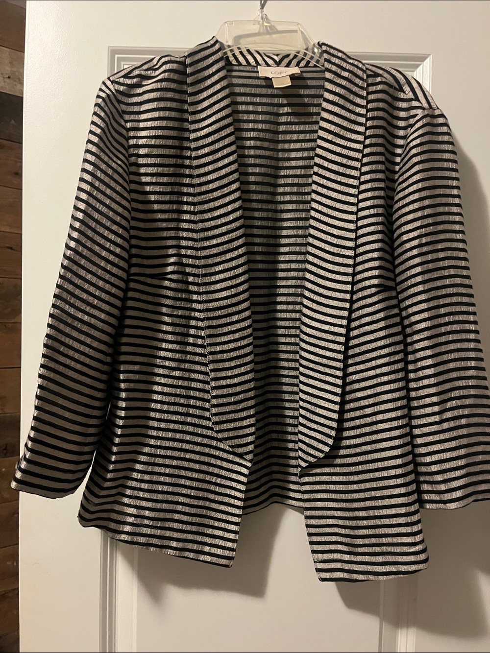Lift Striped Open-Front Women’s Blazer Jacket - Black & Gold